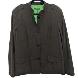 Liz Claiborne Olive Green Button-Up Jacket with Lime Green Lining 💚✨ Size XL